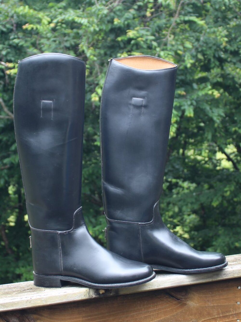 Equestrian Riding Boots Boston-Made Stock DRESS Leather Tall Handtooled1983 7.5C